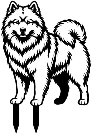 Dog Metal Garden Stake - Weatherproof Dog Silhouette Yard Art, Decorative Outdoor Sign for Lawn & Patio, Heartfelt Gift for Japanese Spitz Lovers(Stand,10") by VORISCAPE
