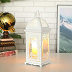JHY DESIGN Filigree Decorative Candle Lantern 15''High Metal Candle Lanterns Vintage Style Hanging Lantern Decorations with Glass for Indoor Outdoor Events Parities Weddings (White) - Image 4