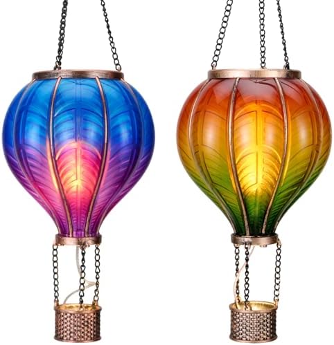TERESA'S COLLECTIONS 2 Pack Hot Air Balloon Solar Lanterns, 17.7 Inch by TERESASCOLLECTIONS