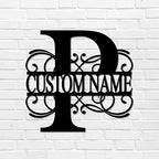 P Custom Name Initial Letter Monogram Metal Sign Decorative Iron Metal Wall Sculpture Cut Out Sign Vintage Metal Business Sign Address Sign Plaque for Dining Room Lodge Workshop Home Decor 18 Inch by Unknown