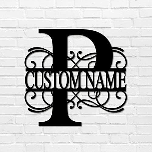 P Custom Name Initial Letter Monogram Metal Sign Decorative Iron Metal Wall Sculpture Cut Out Sign Vintage Metal Business Sign Address Sign Plaque for Dining Room Lodge Workshop Home Decor 18 Inch by Unknown