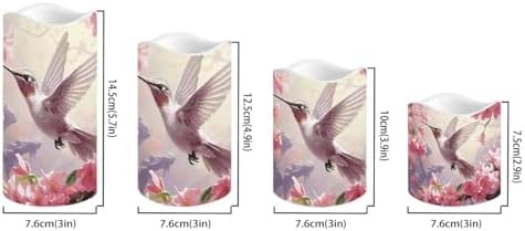 Hummingbird Floral Flickering Flameless Candles Pillar LED Candles with Remote and Timer Set of 4 Color Changing Battery Operated Candles for Home Wedding Birthday Decor - Image 2