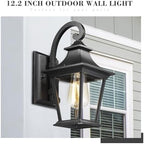 Emliviar Outdoor Porch Light, Modern Outside Wall Light Fixture for House Garage, Clear Glass in Black Finish, 12" Height, XE219B BK - Image 2