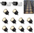 LED Recessed Deck Lights with Protecting Shell, IP68 Waterproof Warm White, 0.6W Outdoor Landscape Lighting, 12V Low Voltage Deck Lights Kit for Yard Step Riser Stair Decoration, 12 Pack by Sunmerit