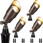 SUNVIE Solid Brass Low Voltage Landscape Lights Outdoor Landscape Lighting 12V Heavy Duty Outdoor Landscape Spotlights for Yard House, Waterproof Classic Bronze Spot Light Fixture without Bulb, 4 Pack by SUNVIE
