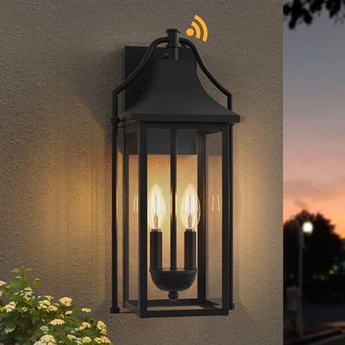 18IN Dusk to Dawn Outdoor Wall Sconce, 2-E12 Base Porch Light by Lawyettle
