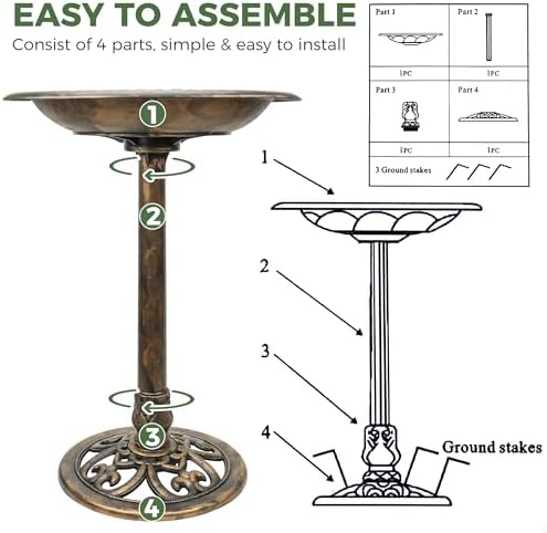 Birdbaths for Outdoors Solar Powered - Large Bird Baths for the Garden with Fountain, Heavy Duty Bird Baths for Clearance Made in USA - Perfect Addition to Your Backyard - Image 5