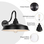 Solar Barn Light Outdoor, 16 Inch Dome Wall Light Solar Powered, Farmhouse Exterior Wall Sconce, Industrial Outside Lighting Fixture, Rustic Lantern for Garage, Barn, Shed, RZSR020W - Image 3