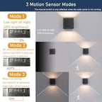 Solar Sconce Lights Outdoor, Motion Sensor, Dimmable Up and Down, Multiple Lighting Modes, Three Large Solar Panels, IP65 Waterproof for Yard Fence Patio Garage Porch, Modern Black Shell - Image 3
