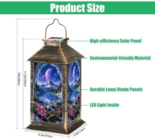 Solar Hanging Lantern Mystical Snow Mountain Lake Landscape Frozen Cave Cosmic Sky Vibrant Waterproof LED Lights Decor Patio Yard Lawn Porch Lamp, Birthday Gift for Mom Women Garden Outdoor Decor - Image 2