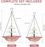 Solar Bird Bath Fountain, Hanging Bird Bath with Solar Powered Water Fountain, Outdoor Bird Bath Bowl with Chain Hook, Garden Patio Balcony Decor, Attract Birds & Keep Water Fresh (Pink) - Image 3