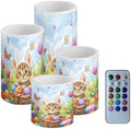 Easter Eggs Battery Operated Candles with Timers Cute Cat Flameless Candles with Remote Outdoor Lanterns for Porch LED Lights for Easter Day Party Home Decorations by Merkmak