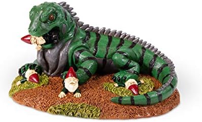 Iguana Attack Garden Gnome Statue – Funny Lawn Ornament – Durable All-Weather Resin Yard Decor – Unique Gift for Garden Lovers & Quirky Outdoor Decoration by Kwirkworks