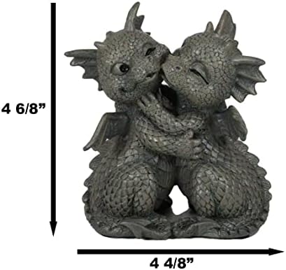 Ebros Gift Mini Fiery Romance Hatchling Dragon Lovers Garden Figurine Faux Stone Resin Finish 4.75" H Dragon Hugs Home Decor Dungeons and Dragons Fantasy Art - Image 2