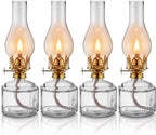Yahenda 4 Pcs Large Oil Lamps for Indoor Use Hurricane Lamp, Clear, Gold by Yahenda