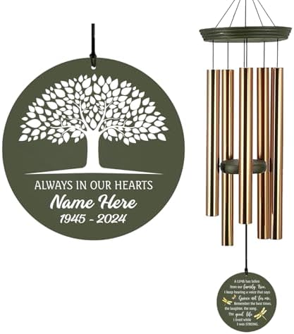 Personalized Life Tree Wind Chimes Dragonfly Windchime Outside by ExtrabilyOfficial
