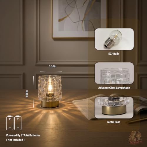 MJ PREMIER Battery Operated Lamp,Small Cordless Lamp with Timer, Clear-03 - Image 3