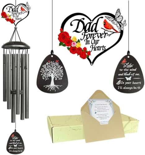 40" Memorial Wind Chimes for Loss of Father,Memorial Gifts for Loss of Dad,Sympathy Gifts for Loss of Dad Father,Funeral Bereavement Condolence Remembrance Gifts ,Large Cardinal Wind Chime Outside by Unknown
