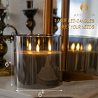 Extra Large Flameless Candles with 3 Wicks, 6"x6" Glass Battery Operated Candles with Remote, Real Wax Flickering LED Candles Fake Candle for Home, Wedding, Party, Gray - Image 2