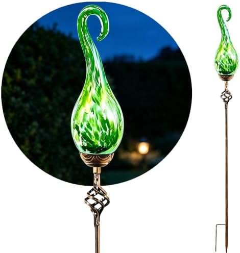 Outdoor Solar Powered Lights, Decorative Garden Stakes with Flame, Outdoor Garden Decor Flame Glass Stakes Solar Lights for Yard by Unknown