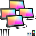 T-SUN 4 Pack 60W RGB Flood Lights Outdoor Color Changing Flood Lights by T-SUN