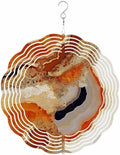 Wind Spinners for Yard and Garden Abstract Orange White Brown Marble Wind Spinner Modern Art 3D Hanging Metal Stainless Steel Wind Sculptures Indoor Outdoor Patio Decor Ornament 12 Inch by Home+L6