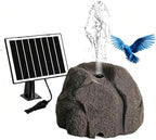 Realistic Granite Rock Solar Bird Bath Fountain - Premium Solar Fountain for Bird Bath, Full Water Pump Kit & Nozzles to Attract Hummingbirds to Your Garden (Grey) by Unknown