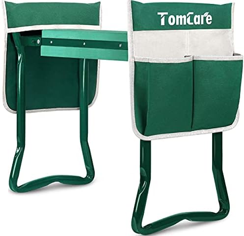 TomCare Upgraded Garden Kneeler Seat Widen Soft Kneeling Pad Garden Stools Garden Bench with 2 Large Tool Pouches Outdoor Foldable Gardening Gifts for Women Men Gardeners, Green by TomCare