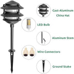 Lumina Lighting® Low Voltage Landscape Lighting Cast-Aluminum Pagoda Path and Area Light Warm White 4W G4 LED Bulb and ABS Ground Stake Included for Yard Walkway Lawn PAL0103-BkLED6 (Black,6-Pack) - Image 2
