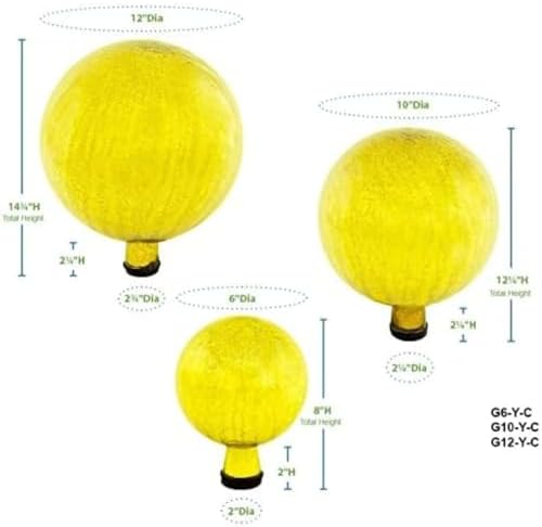 12-Inch Lemon Yellow Glass Gazing Globe, Decorative Reflective Garden Sphere with Stylish Mirror Finish, Perfect Outdoor Yard Ornament for Lawn and Adding Vibrant Color and Shine - Image 4