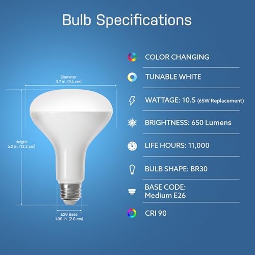 Feit Electric BR30 Smart Flood Light Bulb - Color Changing, 65W Eq - 6 Pack - Image 2