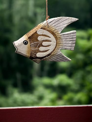 Tropical Fish Windchime – Bamboo & Wood Hanging Outdoor Garden Décor – Relaxing Calming Deep Tones - Image 6