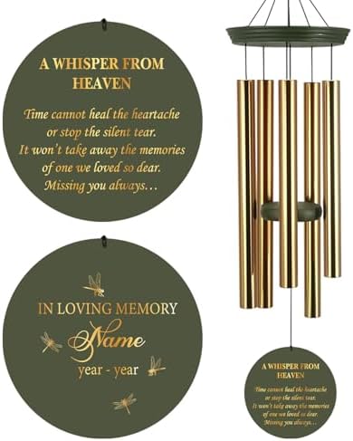 Personalized Memorial Wind Chimes for Outside, Sympathy Gifts Wind Chime for Loss of Loved One, Beautiful Decor with Deep Tone, Ideal for Funeral, Remembrance & Bereavement, Produced in Texas by Astarin