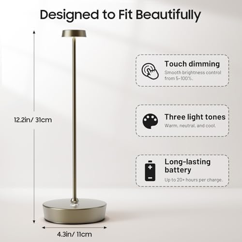 2 Pack Rechargeable Cordless Table Lamp, 6000mAh Battery Table Light - Image 3