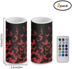 Halloween Red Bat Flameless Candles with Remote Battery Operated Candles with Timer LED Pillar Lights for Trick or Treat Home Banquet Decoration Gifts - Image 2