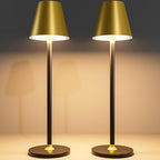 Timjorman 2-Pack Cordless Table Lamps - 5000mAh Rechargeable Battery Operated Desk Lamp, 3-Level Dimmable LED Night Light for Bedroom, Dining, Restaurant - Metal Design(Gold&Black 2-Pack) by Timjorman