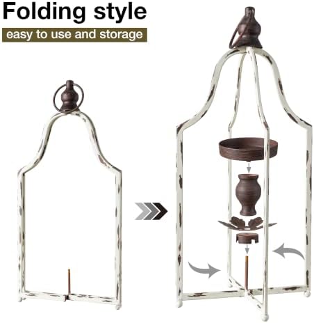 Glitzhome 16.5" H Lanterns Decorative Indoor Outdoor, Vintage Metal Lantern,Farmhouse Hanging Candle Holder for Living Room Mantel Patio Porch Garden Wedding & Holiday Decor,2pcs - Image 5