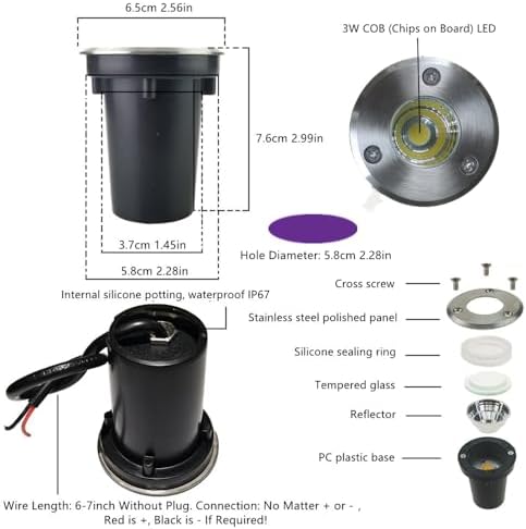 6 Pack 3W Cool White LED In Ground Well Light 12V 24V Low Voltage - Image 2