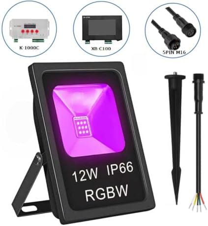 DMX Flood Lights,DMX512 led Pixel Flood Light, 12W-RGBW addressable DMX floodlight, DC12-24V Input IP65, for Outdoor Decorative/Garden/Stage Lighting/Christmas Party (1PCS-DMX-RGBWW(3000K)) - Image 3