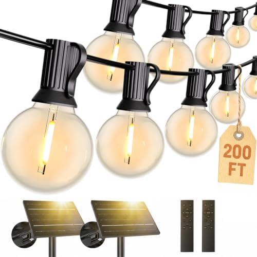 Svater 200 FT Solar String Lights Outdoor Waterproof, Remote Dimmable by Svater