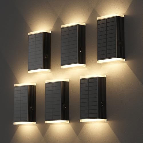 Solar Wall Light Outdoor , 3000/4000/6000K 3 Modes Dusk to Dawn Lighting Wall Sconce IP67 Waterproof Up and Down Solar Lights Outdoor Front Door Light for House, Garage, Porch, Doorway,Fence (6PACK) by UGDLUCK
