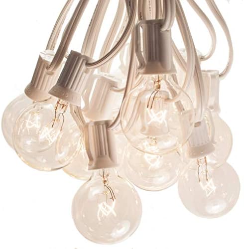 50 Foot Globe String Lights - White Wire - 50 G40 Clear 1.6 Inch Bulbs by HometownEvolutionInc
