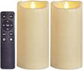 Large Outdoor Battery Flameless Pillar Candles Remote Timer 4”x8” 2Pack by CANDLE+CHOICE