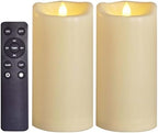 Large Outdoor Battery Flameless Pillar Candles Remote Timer 4”x8” 2Pack by CANDLE+CHOICE