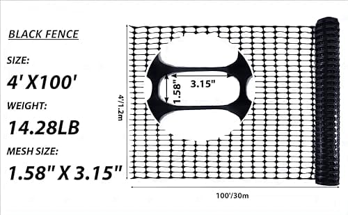 PotatoLife 4'x100' Plastic Mesh Fence Extra Strength with Zip Ties, Black - Image 5
