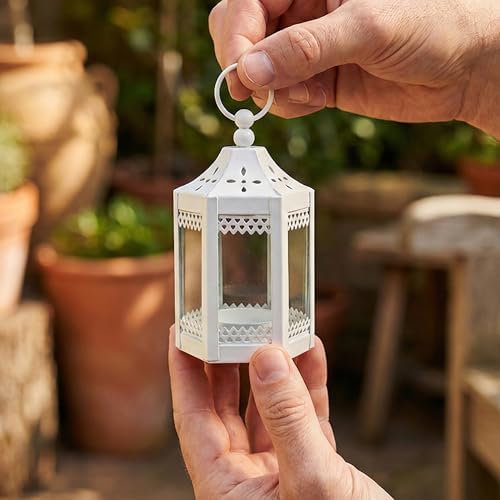 Vela Lanterns Tea Light Candle Holders, Mini Wedding Centerpieces, White - Image 6