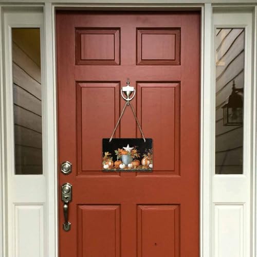 Fall Welcome Wall Hanging Sign- Pumpkin Star Fruits Maple Leaf Black Slate Hanging Plaques for Front Door Porch Window Farmhouse Garden 5.1" x 7.9" Wall Home Decor - Image 2