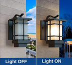 Outdoor Wall Light Fixtures, Exterior Waterproof Lanterns, Porch Sconces Wall Mounted Lighting with Modern Frosted Glass, Black Aluminum Wall Lamps for Patio Front Door Entryway (TYP_B, 13.1inch) - Image 4