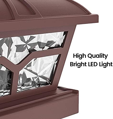 SIEDiNLAR Solar Post Cap Lights Outdoor 2 Modes, 6 Pack, Brown, Warm/White - Image 6