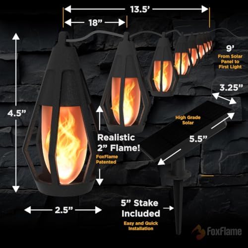 FoxFlame Solar String Lights Outdoor Waterproof, Patented Fire Effect 21 Ft - Image 3